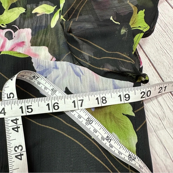 coldwater creek floral cap sleeve dress with sheer top panel sz 16 layered - Picture 7 of 10